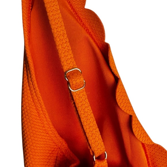 Kate Spade pique satsuma plunge Scalloped Orange one piece Swimsuit size S Small - Picture 7 of 9